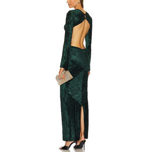 Michael Costello x Revolve 'Spencer' Green Velvet Back Cut Out Gown Size XS